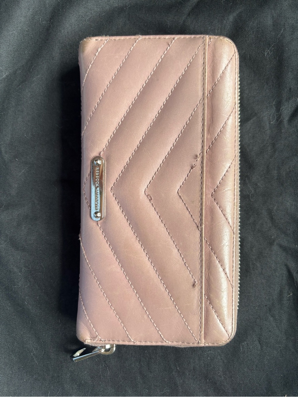 Rebecca Minkoff Quilted Leather Pink Zip-Around Wallet